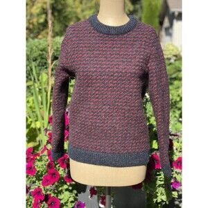 Vintage L.L.Bean Norwegian Birds Eye Wool Pullover Knit Sweater Womens Small